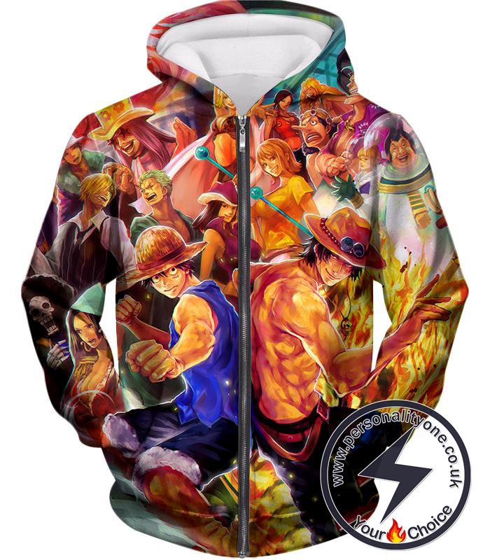 One Piece Cool One Piece All Favourite Characters Awesome Zip Up Hoodie